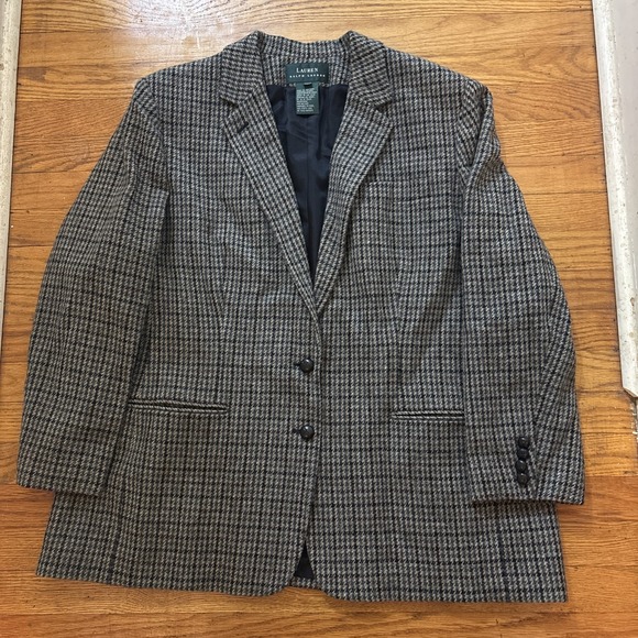 Lauren Ralph Lauren Jackets & Blazers - Vintage Lauren Ralph Lauren Women's 20W Tweed Plaid 100% Wool Houndstooth Blazer